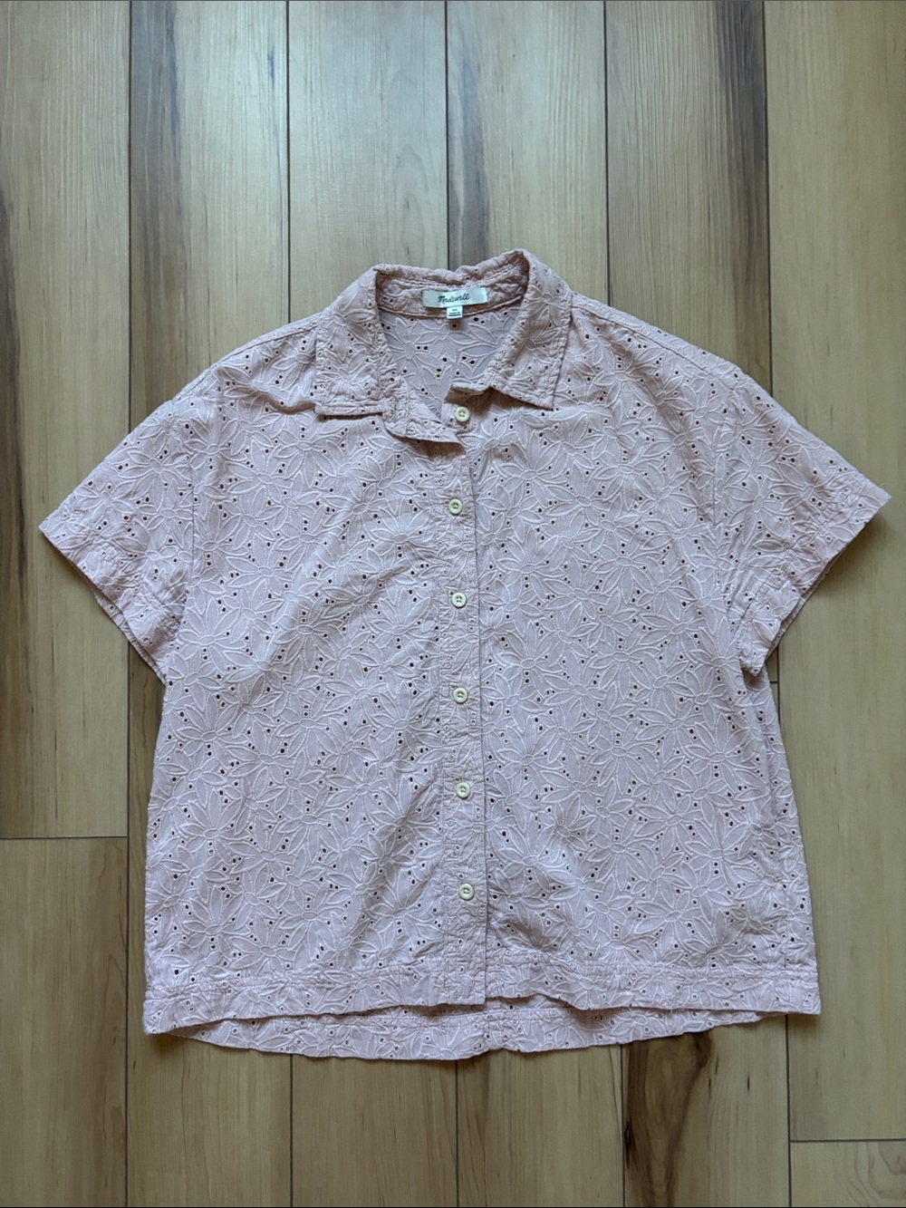 Madewell Blush Pink Eyelet Button-Down Shirt